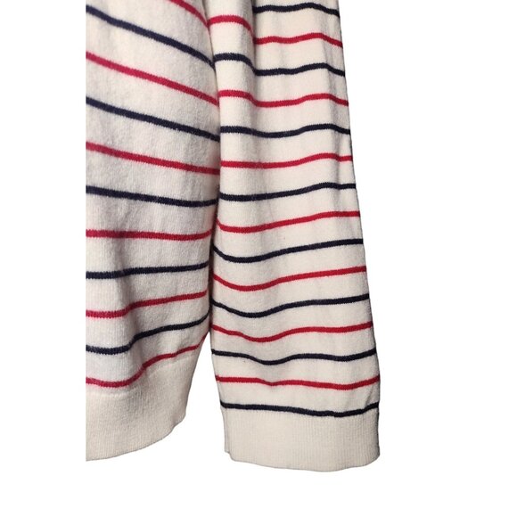 Talbots Striped Sweater Top Size L Thin Knit Coastal Stretch Patriotic Preppy - Picture 4 of 7